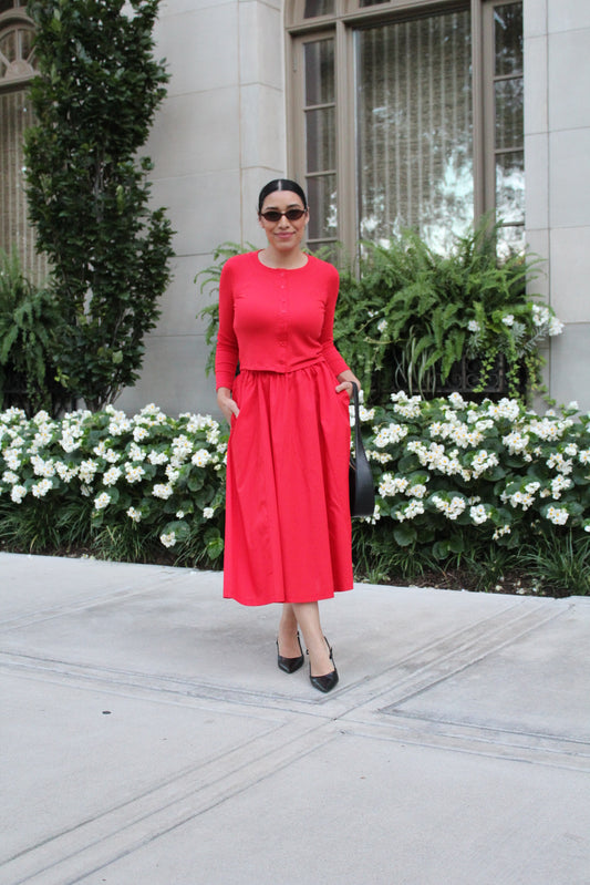 Glazed Cherry Cardigan & Skirt Set