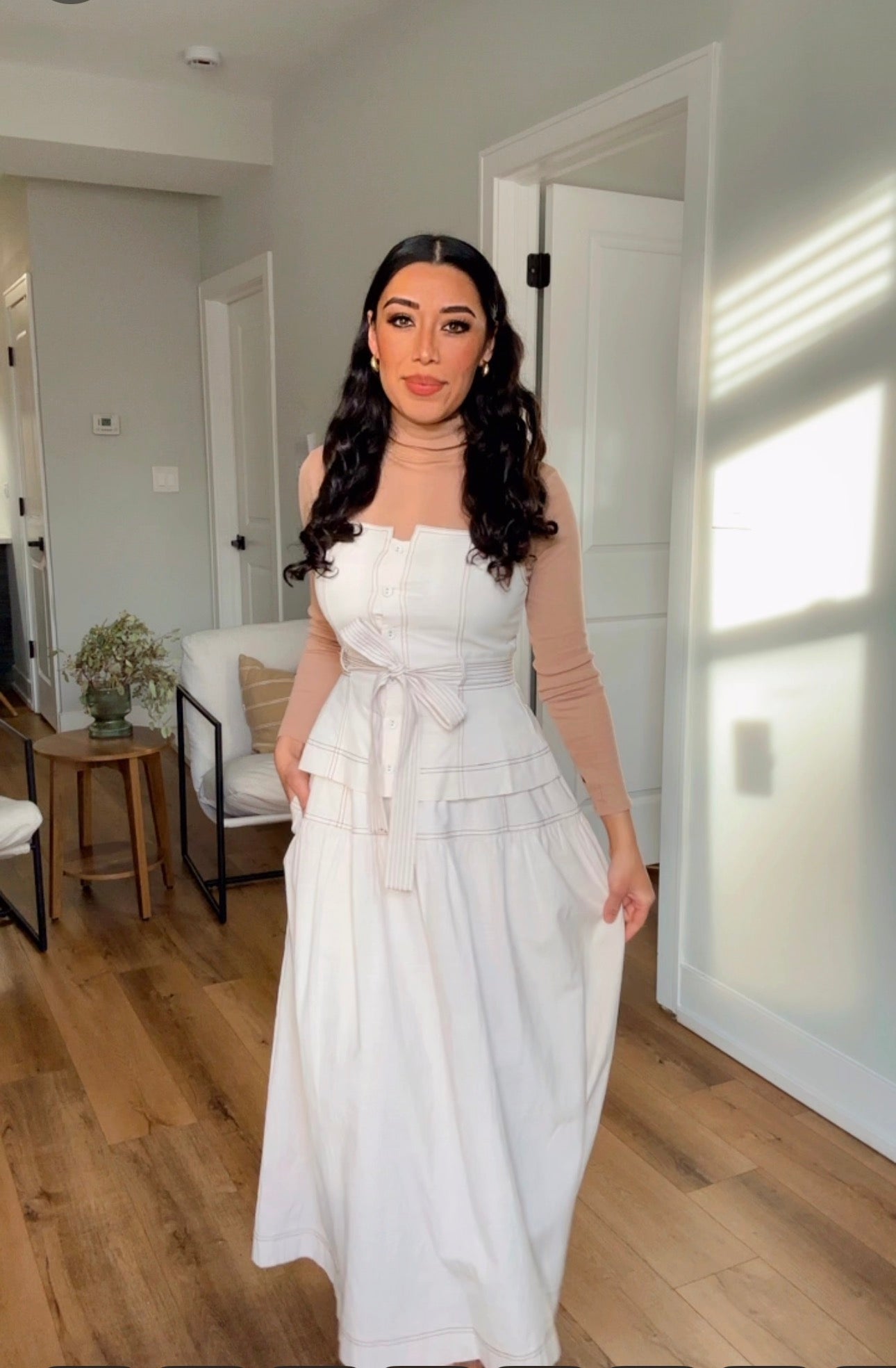 Skirt & Vest Set Of Two in Beige