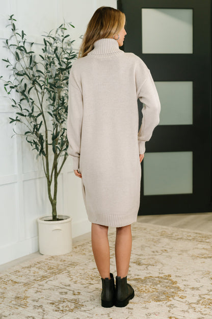 Turtleneck Dress in Sand Beige