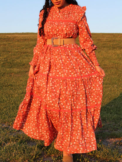 Sweet orange midi dress