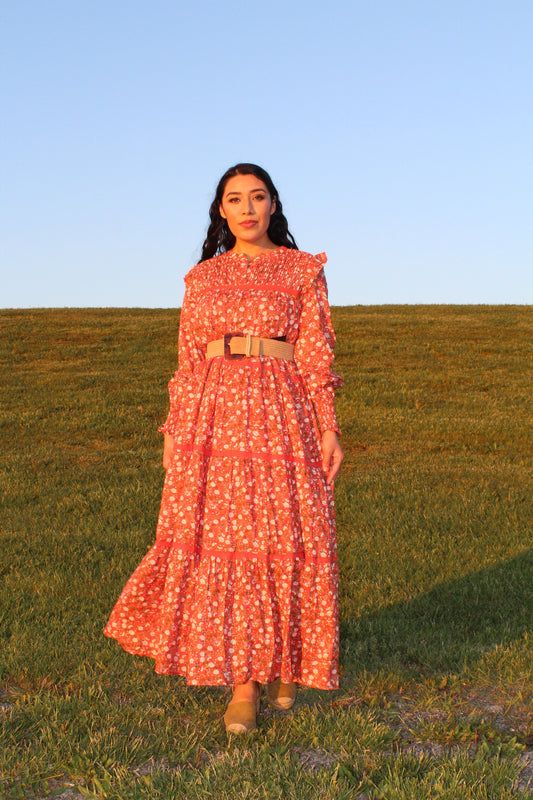 Sweet orange midi dress
