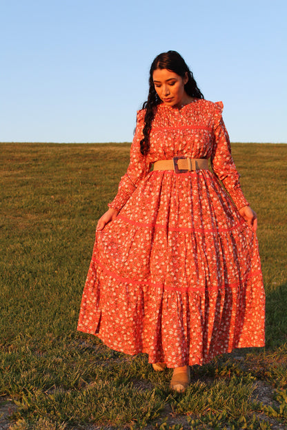Sweet orange midi dress