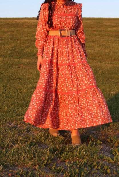 Sweet orange midi dress